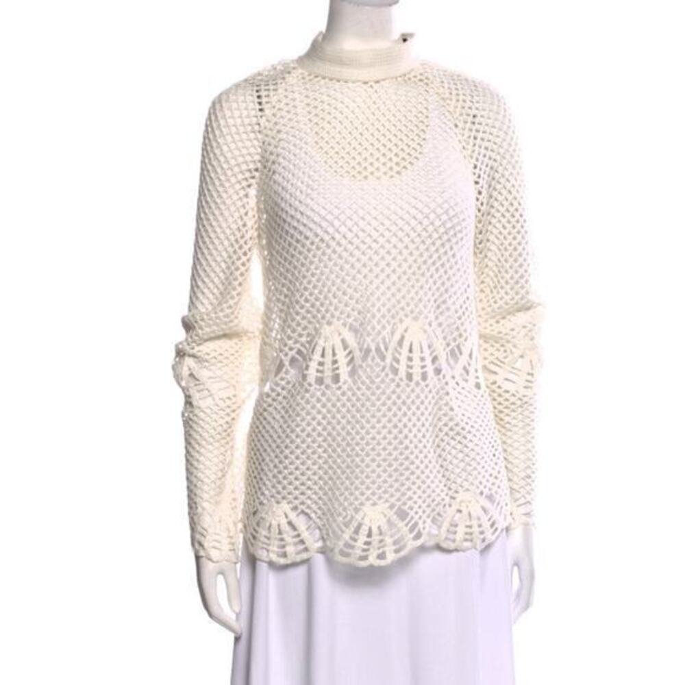 Self-Portrait Mock Neck White Sweater
